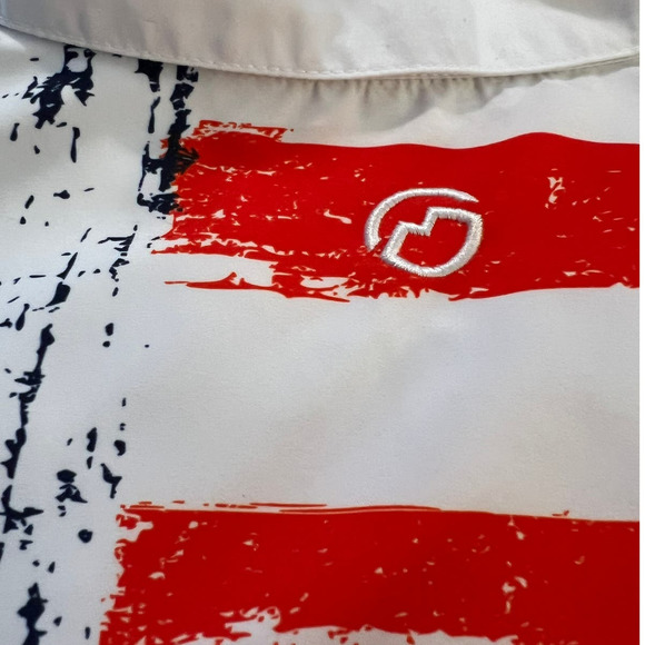 Magellan Men's Button-up Shirt Size XL in White w/American Flag Relaxed Fit - Picture 3 of 7